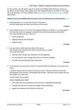 AQA Paper 1 English Language sample practice questions
