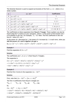 The binomial theorem The binomial theorem