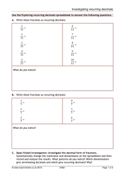 Investigating recurring decimals