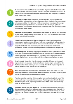 15 ideas for promoting positive attitudes to maths