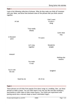 Song lyrics into stories