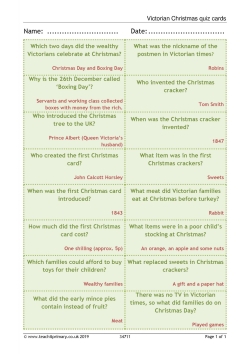 Victorian Christmas quiz cards