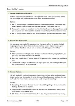 Macbeth role-play cards
