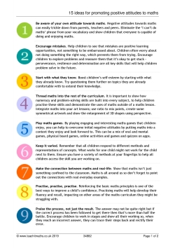 15 ideas for promoting positive attitudes to maths
