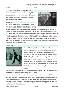 LS Lowry biography and comprehension (KS2)