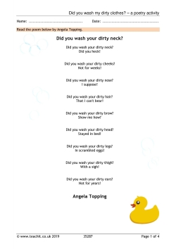 Did you wash your dirty neck? – a poetry activity