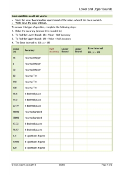 Upper and lower bounds and error intervals
