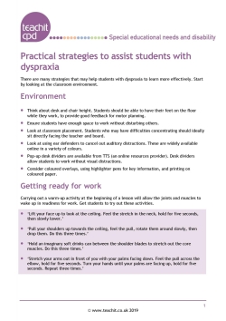 Practical strategies to assist students with dyspraxia