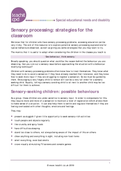 Sensory processing: strategies for the classroom