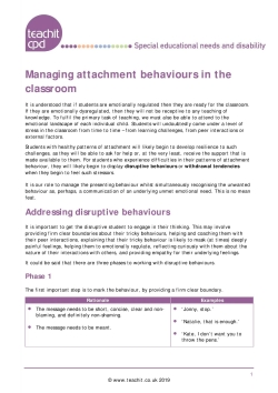Managing attachment behaviours in the classroom