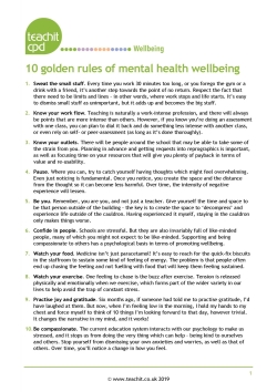 10 golden rules of mental health wellbeing