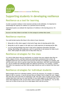 Supporting students in developing resilience