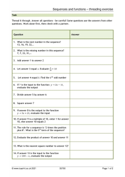 Sequences and functions – threading exercise Sequences and functions – threading exercise