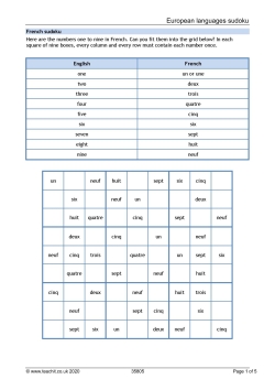 European languages sudoku