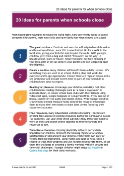 20 ideas for parents when schools close for Coronavirus (Covid-19)