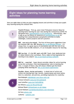 Eight ideas for planning home learning activities