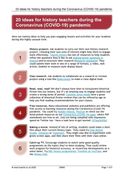 20 ideas for history teachers during the Coronavirus (COVID-19) pandemic 20 ideas for history teachers during the Coronavirus (COVID-19) pandemic