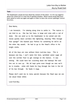 Letter from Boy to Mother Letter from Boy to Mother