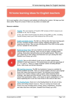 16 home learning ideas for English teachers