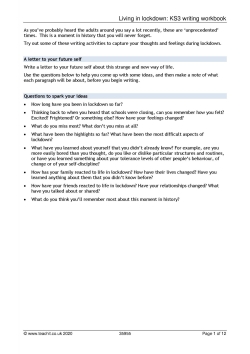 Living in lockdown KS3 writing workbook Living in lockdown KS3 writing workbook