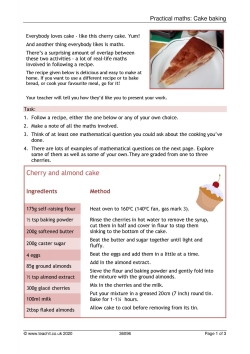 Practical maths: Cake baking Practical maths: Cake baking