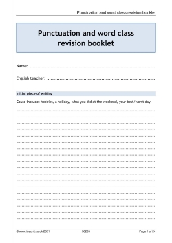 Punctuation and word class booklet