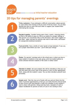 20 tips for managing parents' evenings