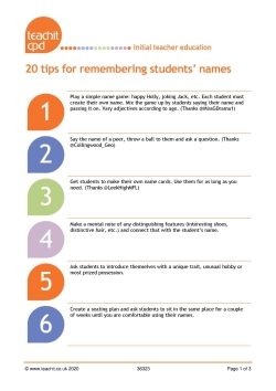 20 tips for remembering students' names