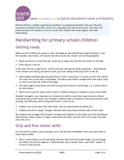 Handwriting support for primary children