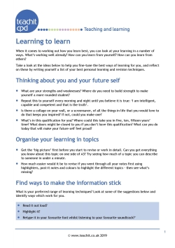 Learning to learn: how do you learn best?