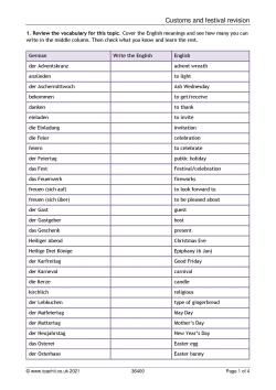 Customs and festivals revision