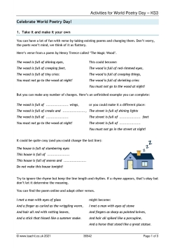 Activities for World Poetry Day - KS3 Activities for World Poetry Day - KS3