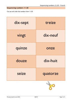 Sequencing numbers 11-20 – French