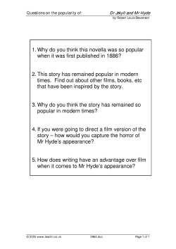 Dr Jekyll and Mr Hyde - questions that focus on the popularity of the story Dr Jekyll and Mr Hyde - questions that focus on the popularity of the story