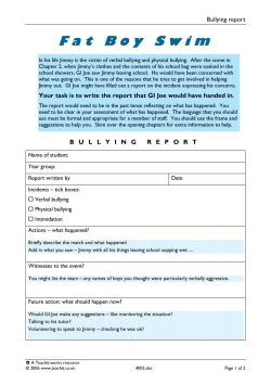 Fat Boy Swim - bullying report