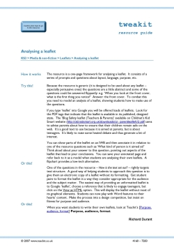 Analysing a leaflet Analysing a leaflet