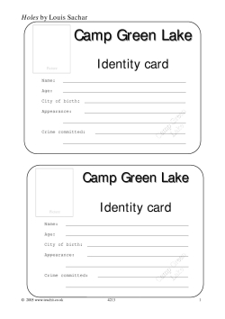 Camp Green Lake ID card Camp Green Lake ID card