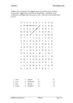 Holes wordsearch