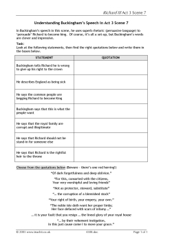 Understanding Buckingham's speech - Act 3 Scene 7 Understanding Buckingham's speech - Act 3 Scene 7
