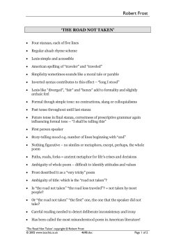 The Road Not Taken - a list of features