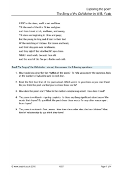Exploring the poem Exploring the poem