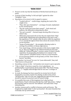 Notes on 'Birches' by Robert Frost Notes on 'Birches' by Robert Frost