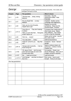 Characters - key quotations revision guide Characters - key quotations revision guide