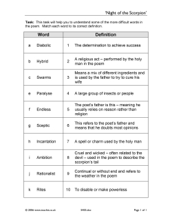 'Night of the Scorpion' word definitions task 'Night of the Scorpion' word definitions task