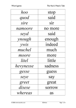 The Nun's Priest's Tale - a word game starter for the prologue The Nun's Priest's Tale - a word game starter for the prologue