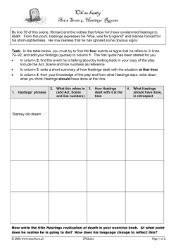 Hastings' regrets in Act 3 Scene 4 - complete the table