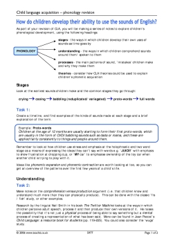 Children's language acquisition - phonology revision