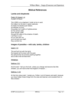 Blake's Songs - bible references Blake's Songs - bible references