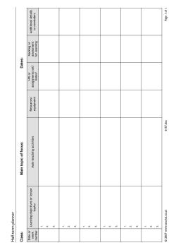 Half term planner Half term planner