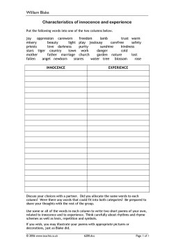 Characteristics of innocence and experience Characteristics of innocence and experience